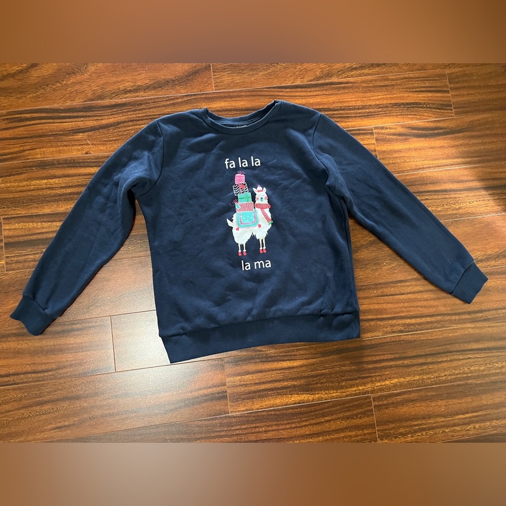 George women’s extra small sweatshirt, holiday llama graphic, navy